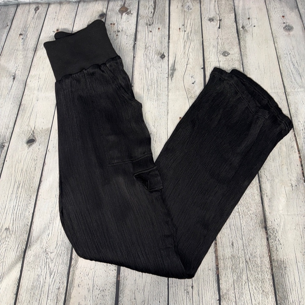 Bobi BLACK Plisse Cargo Pants